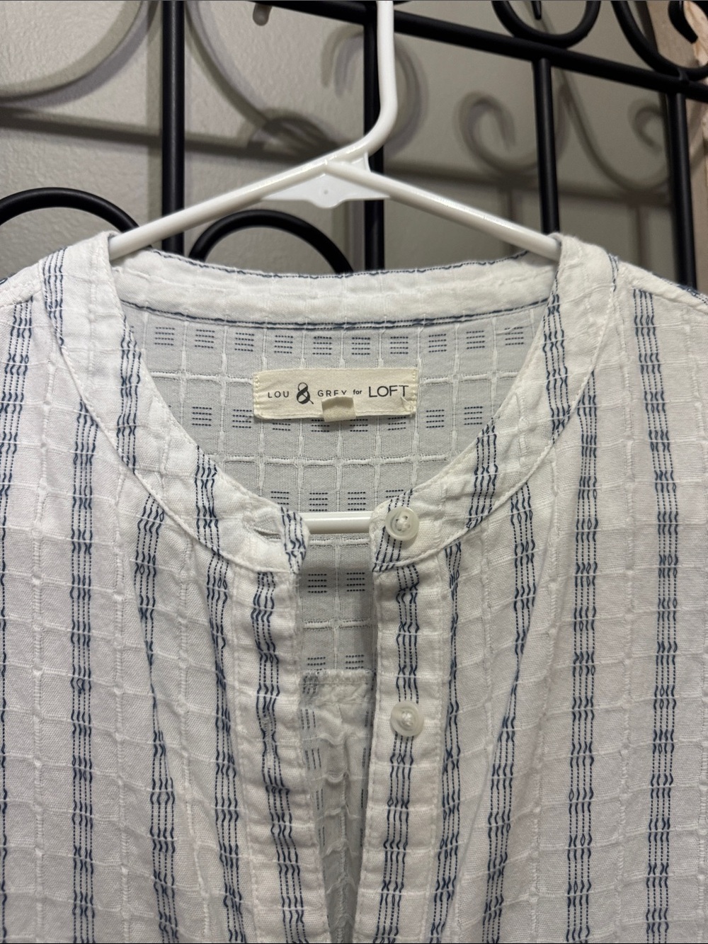 Lou & Grey White Shirt with Blue Vertical Stripes - Picture 9 of 11